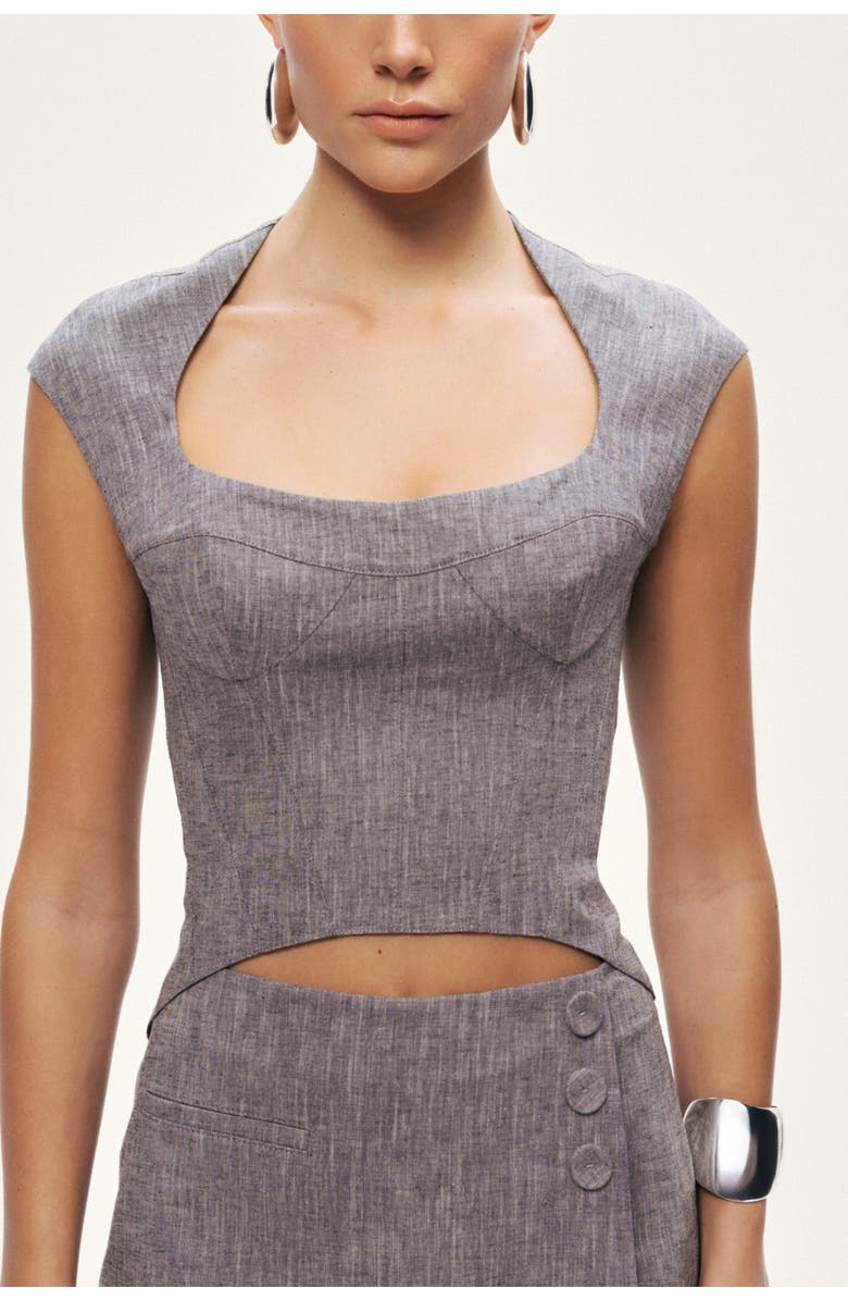 Nocturne Open-Back Tailored Top, Main, color, Grey