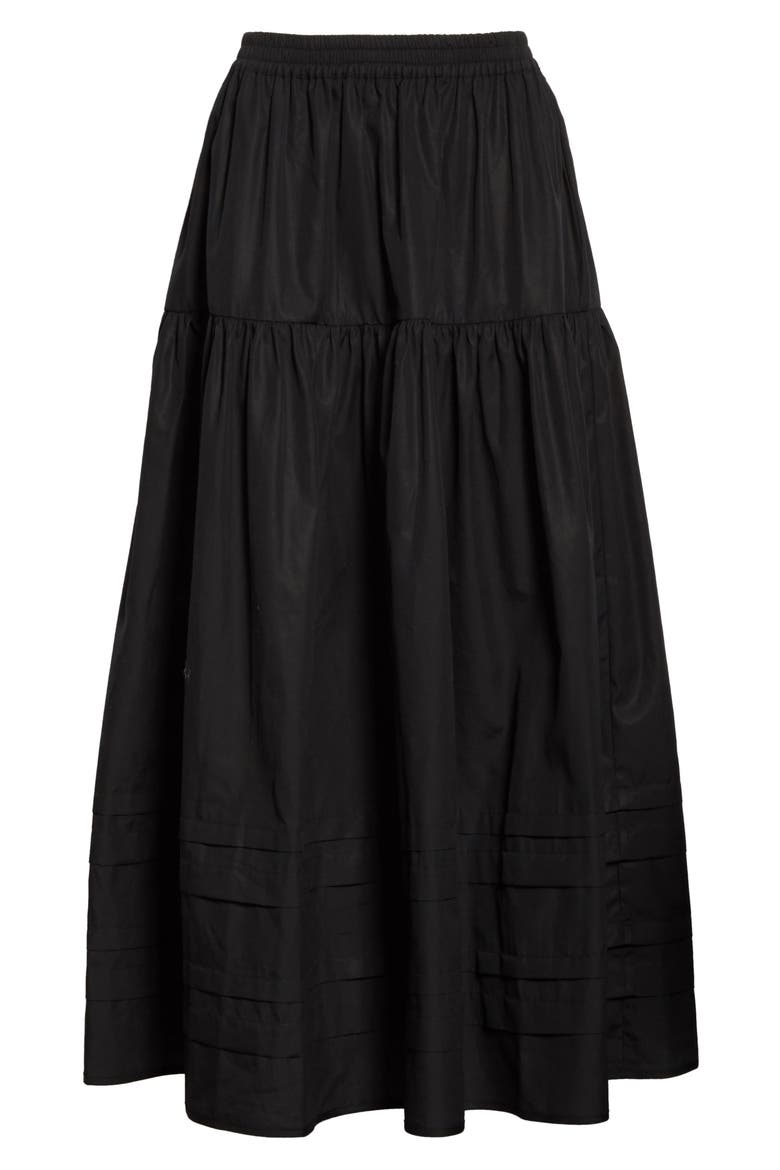 Eiko Tiered Cotton Maxi Skirt, Alternate, color, BLACK