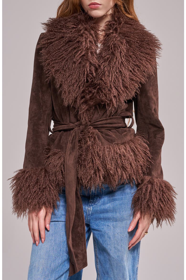 Tori Faux Fur Trim Trench Coat, Main, color, CHOCOLATE