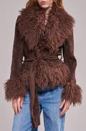 AZALEA WANG Tori Faux Fur Trim Trench Coat