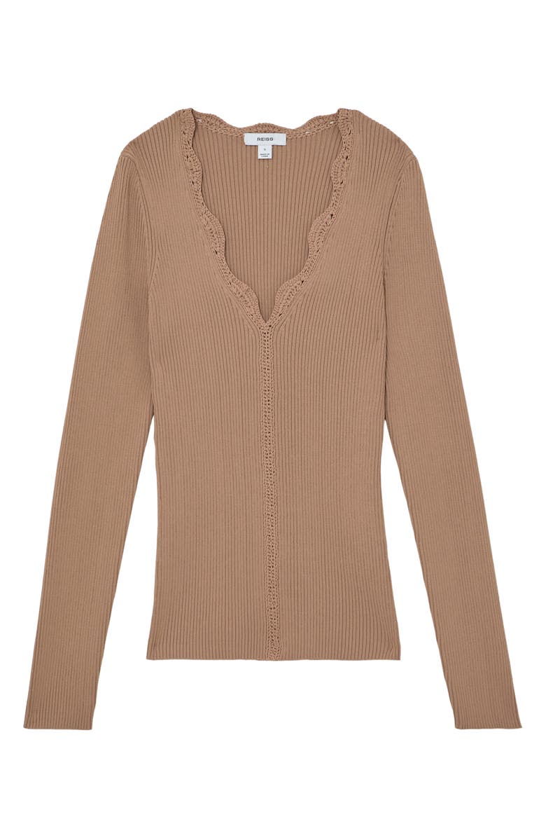 Reiss Lara Lace Detail Rib Sweater, Alternate, color, Taupe Neutral