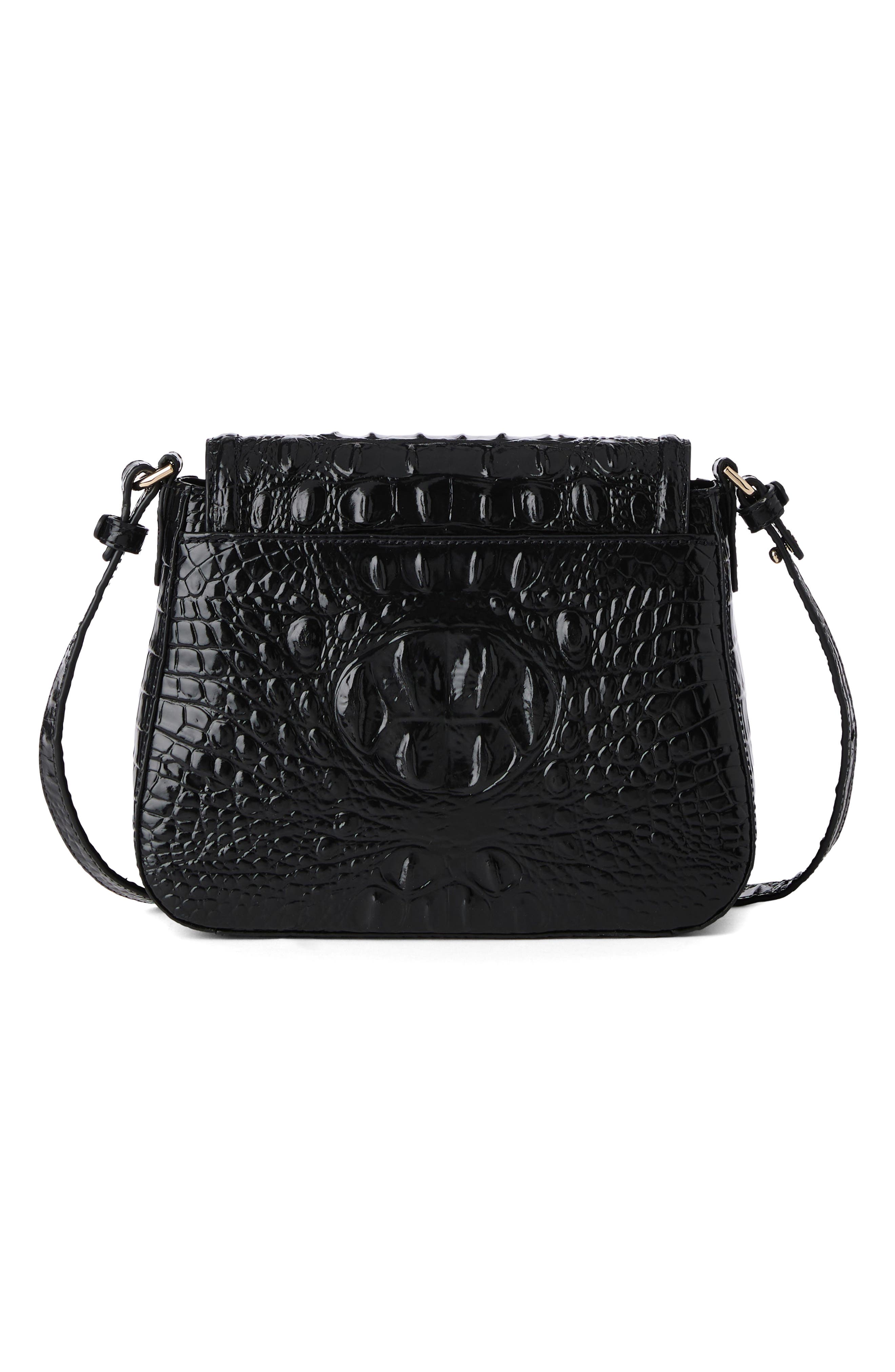 Brahmin Gianna Croc Embossed Leather Crossbody Bag, Alternate, color, Black