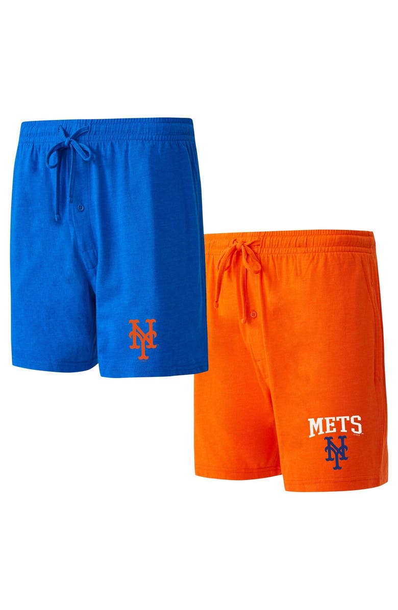 CONCEPTS SPORT Men's Concepts Sport Royal/Orange New York Mets Two-Pack Meter Sleep Shorts, Main, color,