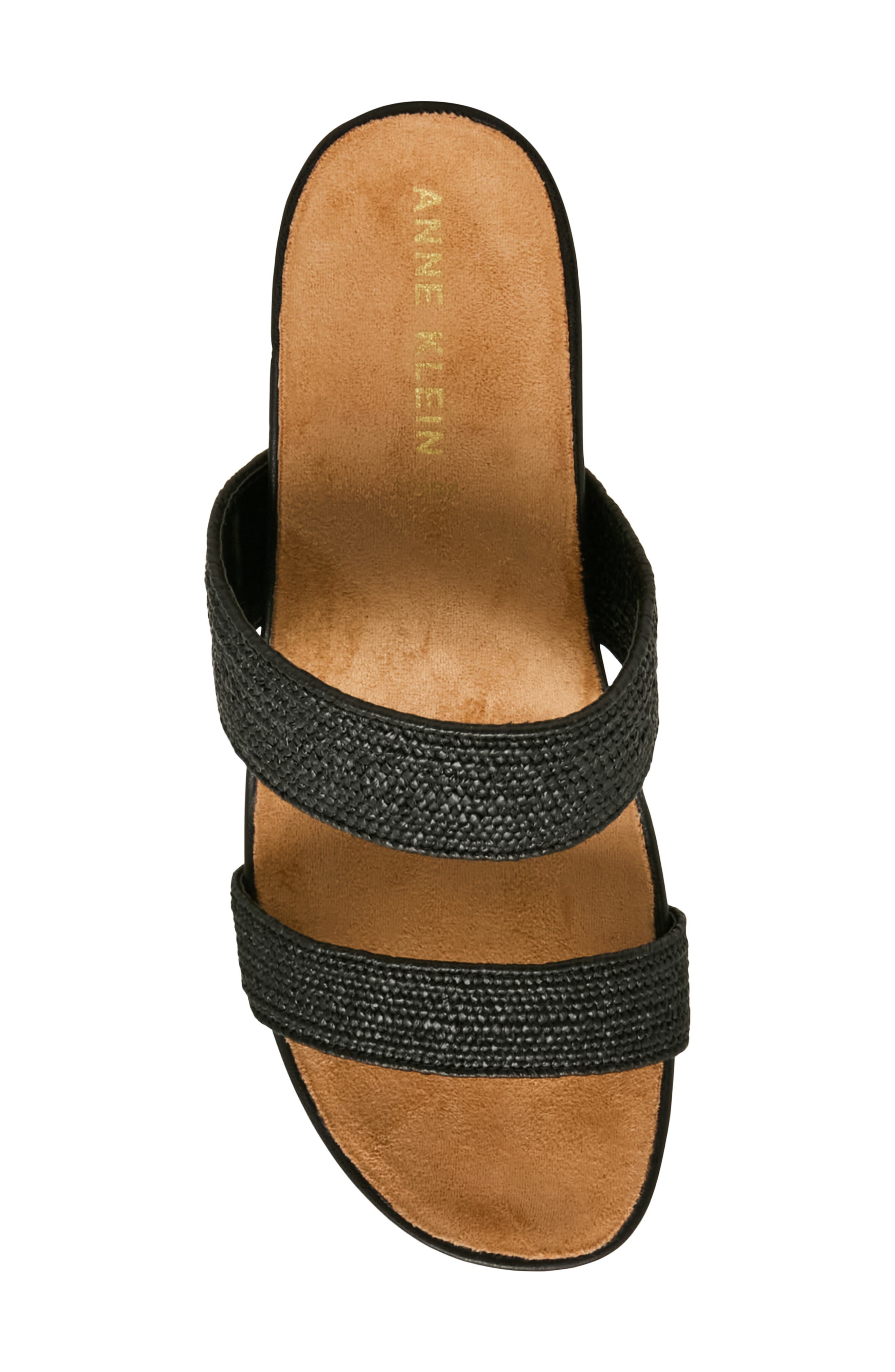 Anne Klein Kapricorn Wedge Sandal, Alternate, color, Black Raffia