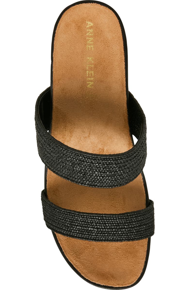 Anne Klein Kapricorn Wedge Sandal, Alternate, color, Black Raffia