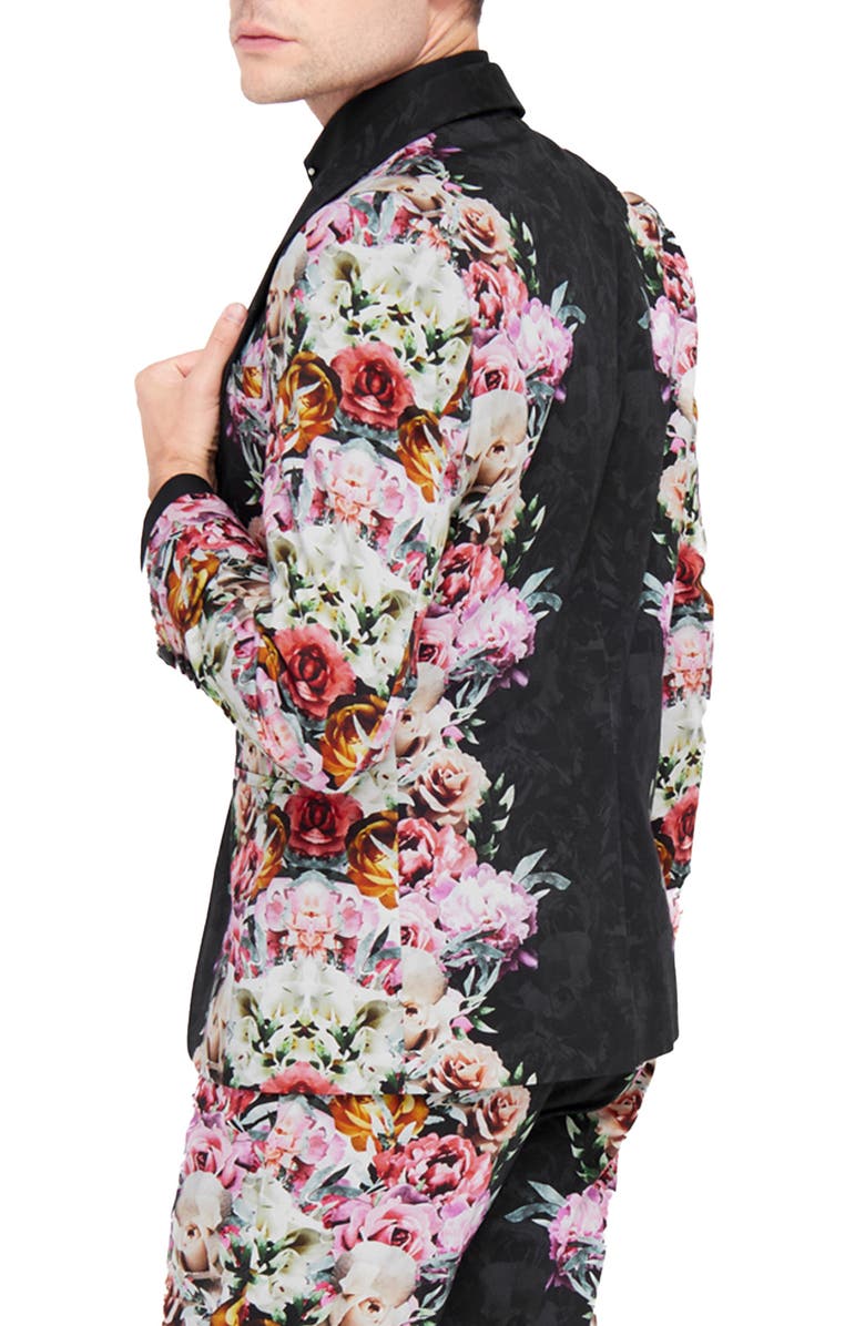 Twisted Tailor Ikeda Slim Fit Black Floral Suit Jacket, Alternate, color,
