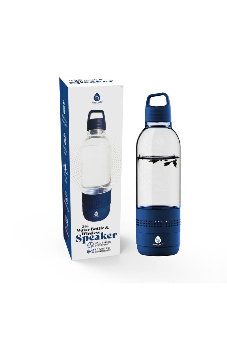 2-in-1 Water Bottle with Built-In Wireless Speaker, Main, color, Blue