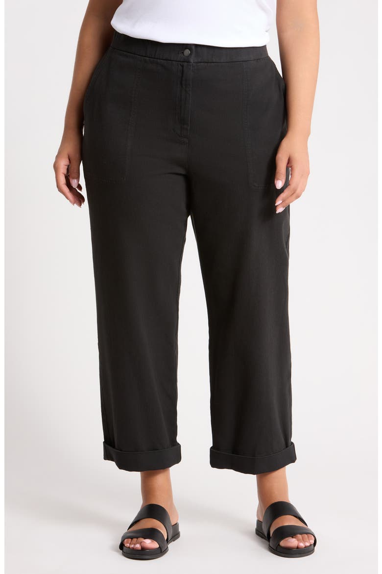 Organic Cotton Ankle Straight Leg Pants, Main, color, BLACK