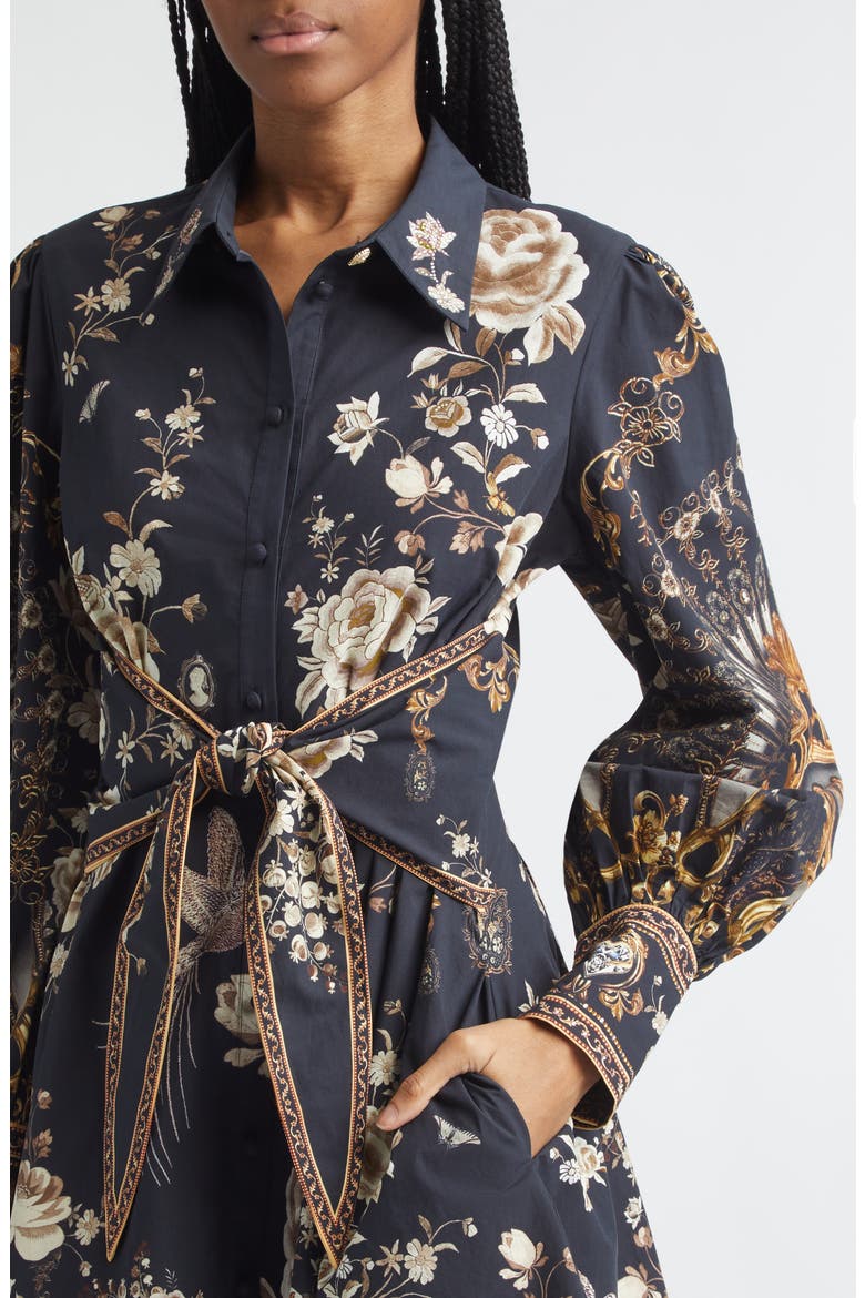 Flamenco Folklore Print Long Sleeve Organic Cotton Poplin Shirtdress, Alternate, color, FLAMENCO FOLKLORE