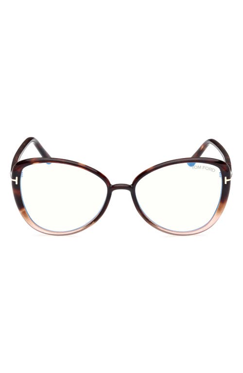 Tom Ford Geometrically Framed Flat Mirror In Vintage Rose Havana To Pink
