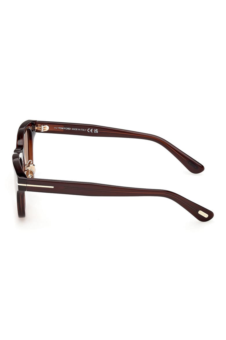 52mm Square Sunglasses, Alternate, color, SHINY DARK BROWN / BROWN