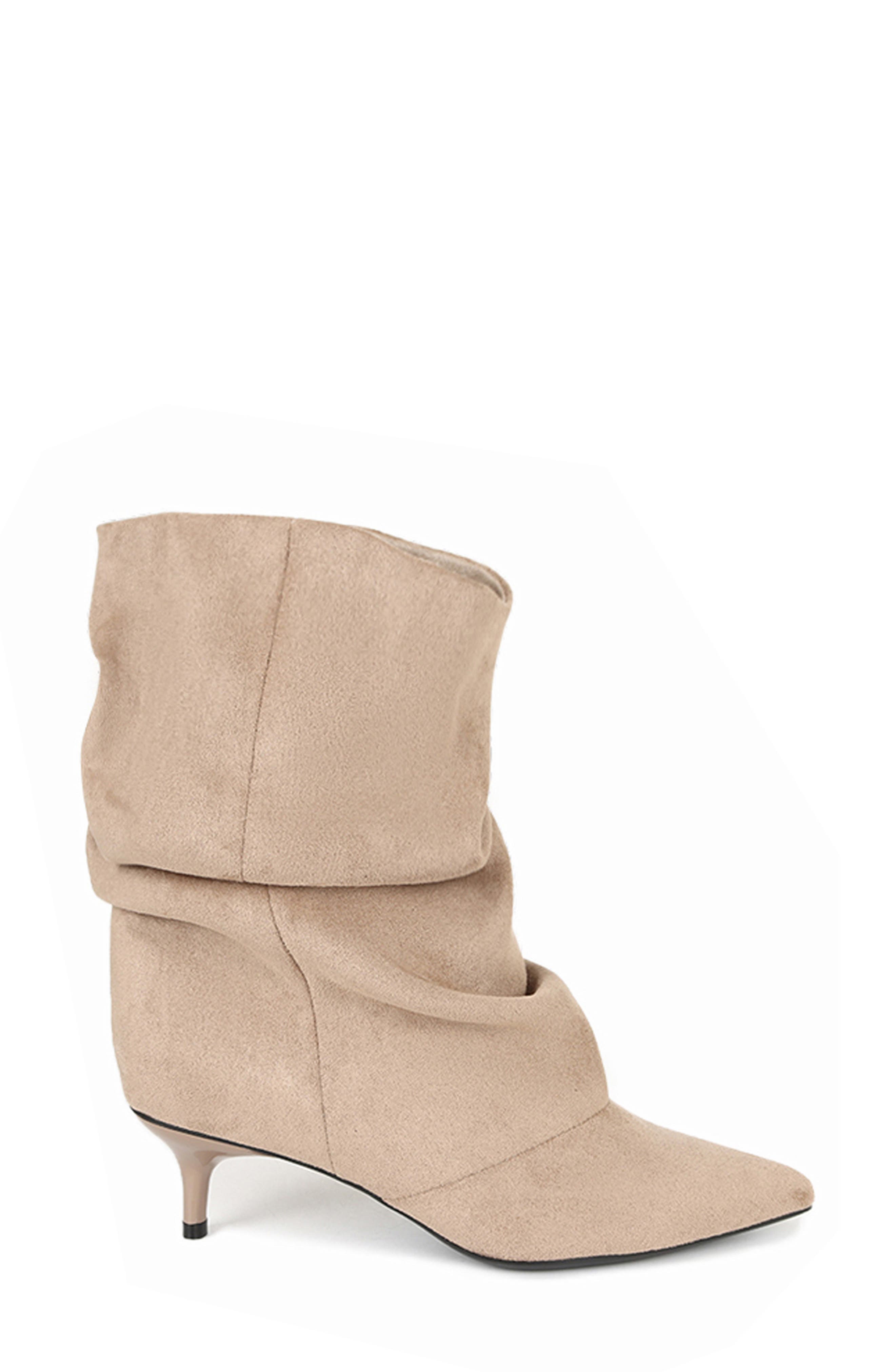 Marlene Slouchy Faux Suede Kitten Heel Bootie, Main, color, TAUPE