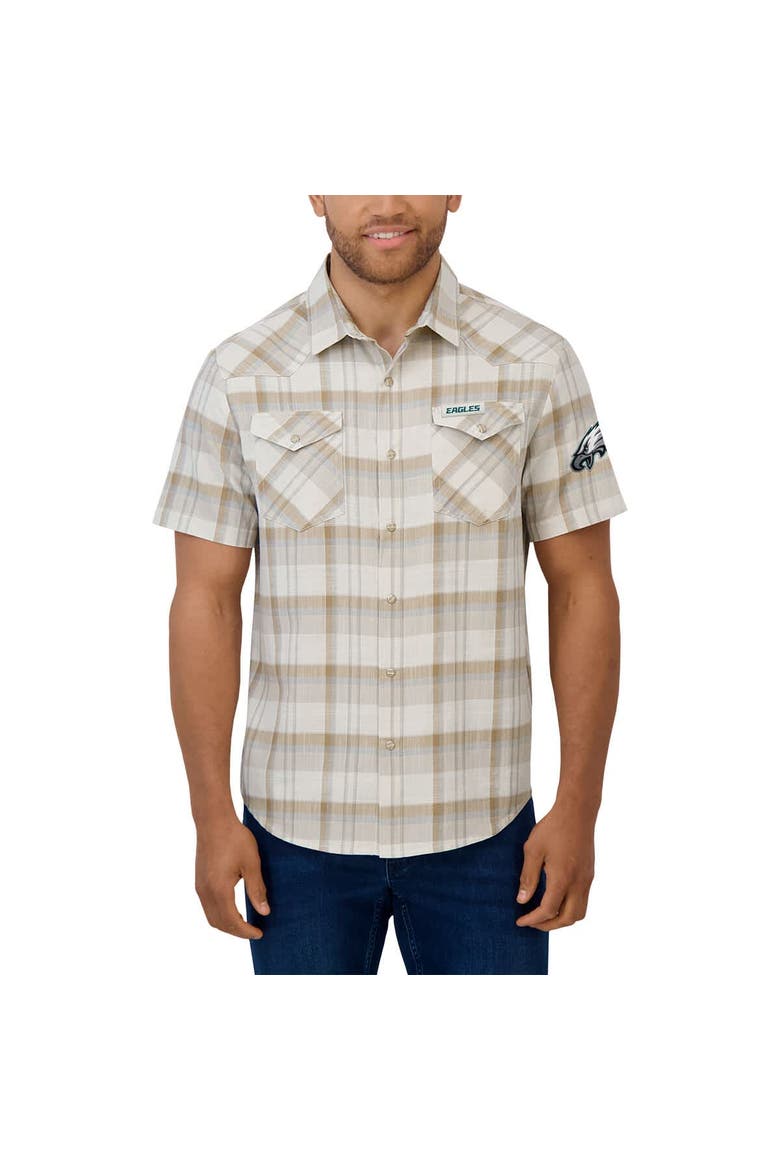Men's Darius Rucker Collection by Fanatics Gray Philadelphia Eagles Plaid Full-Snap Shirt, Alternate, color, Cream