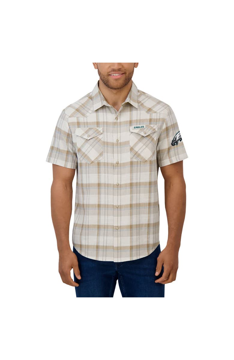 Darius Rucker Collection by Fanatics Men's Darius Rucker Collection by Fanatics Gray Philadelphia Eagles Plaid Full-Snap Shirt, Alternate, color, Cream