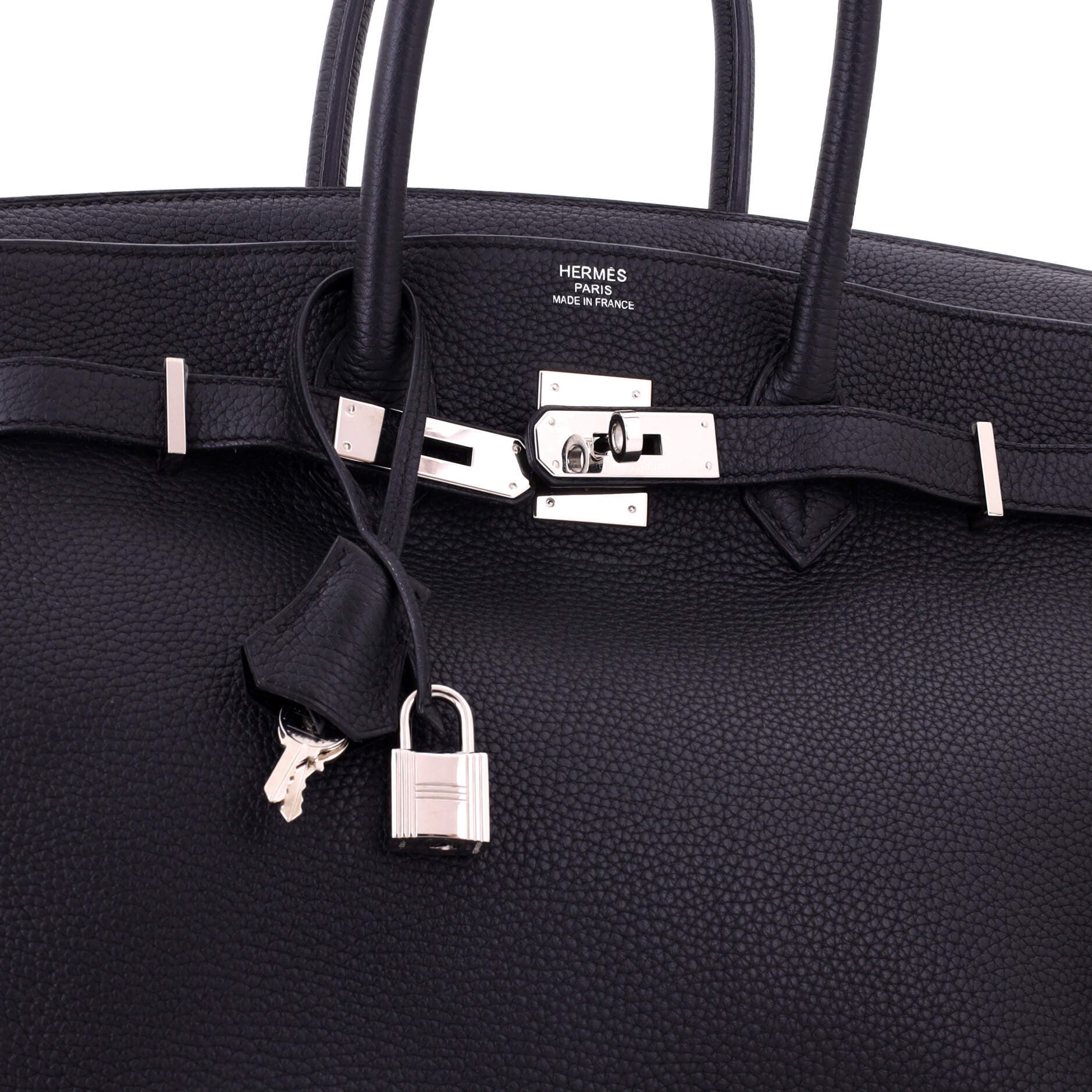 Birkin Handbag Black Clemence with Palladium Hardware 35, Alternate, color, Noir