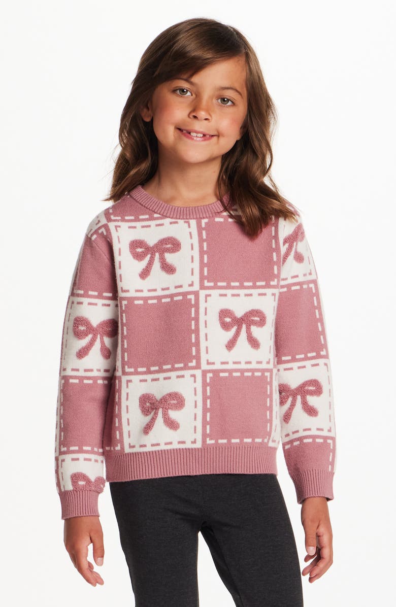 Andy & Evan Kids' Bow Chenille Sweater & Flare Leggings Set, Alternate, color, Pink Bows