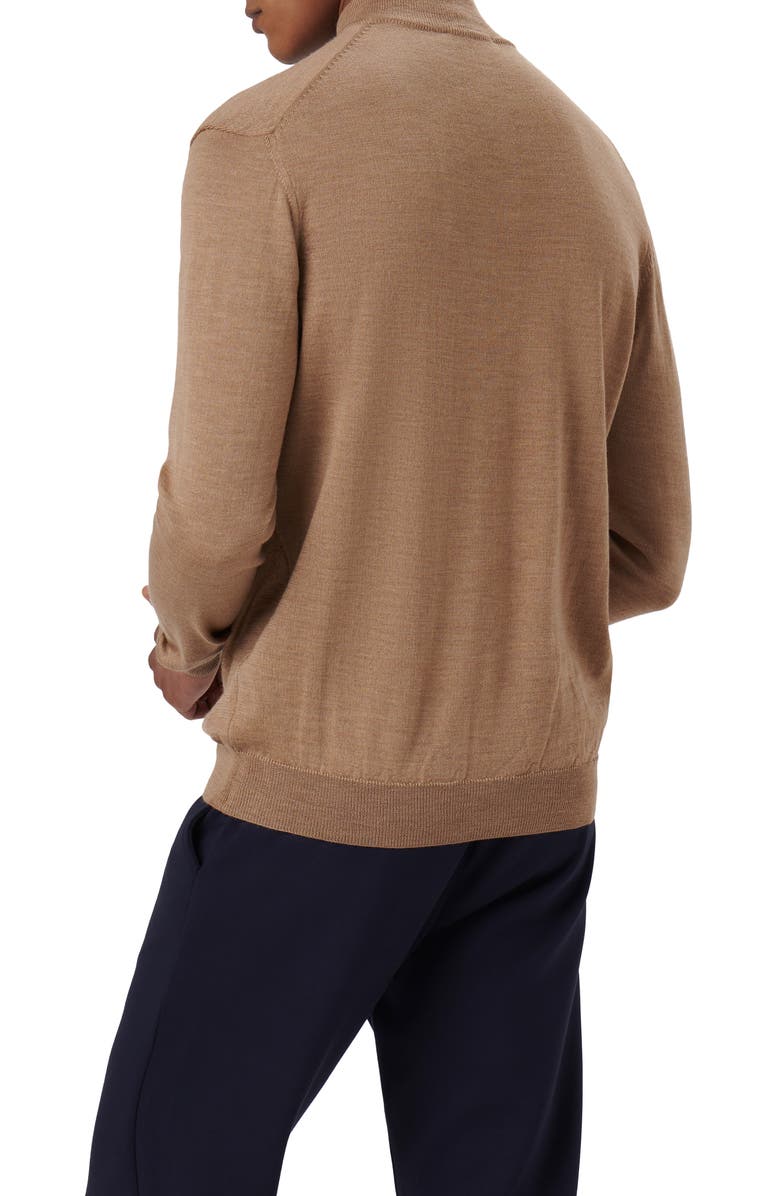Bugatchi Quarter Zip Merino Wool Pullover, Alternate, color, Camel