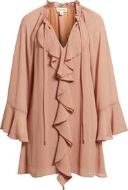 Open Edit Ruffle Chiffon Shift Dress