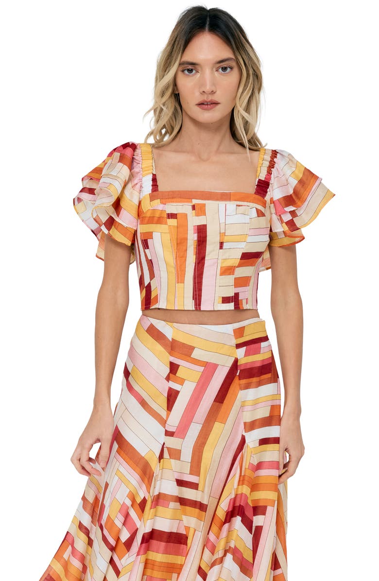 CIEBON Amie Stripe Crop Top, Alternate, color, Pink Multi