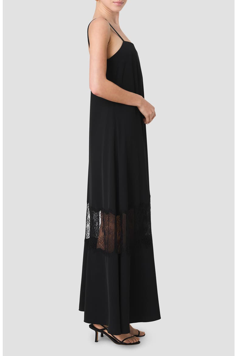 Quinn Crepe Lace Maxi Dress, Alternate, color, 01-BLACK