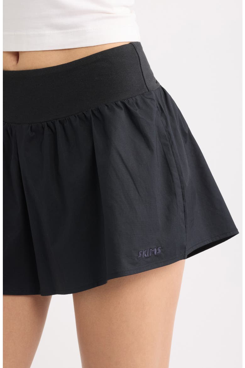 Woven Stretch Cotton Flutter Shorts, Alternate, color, ONYX