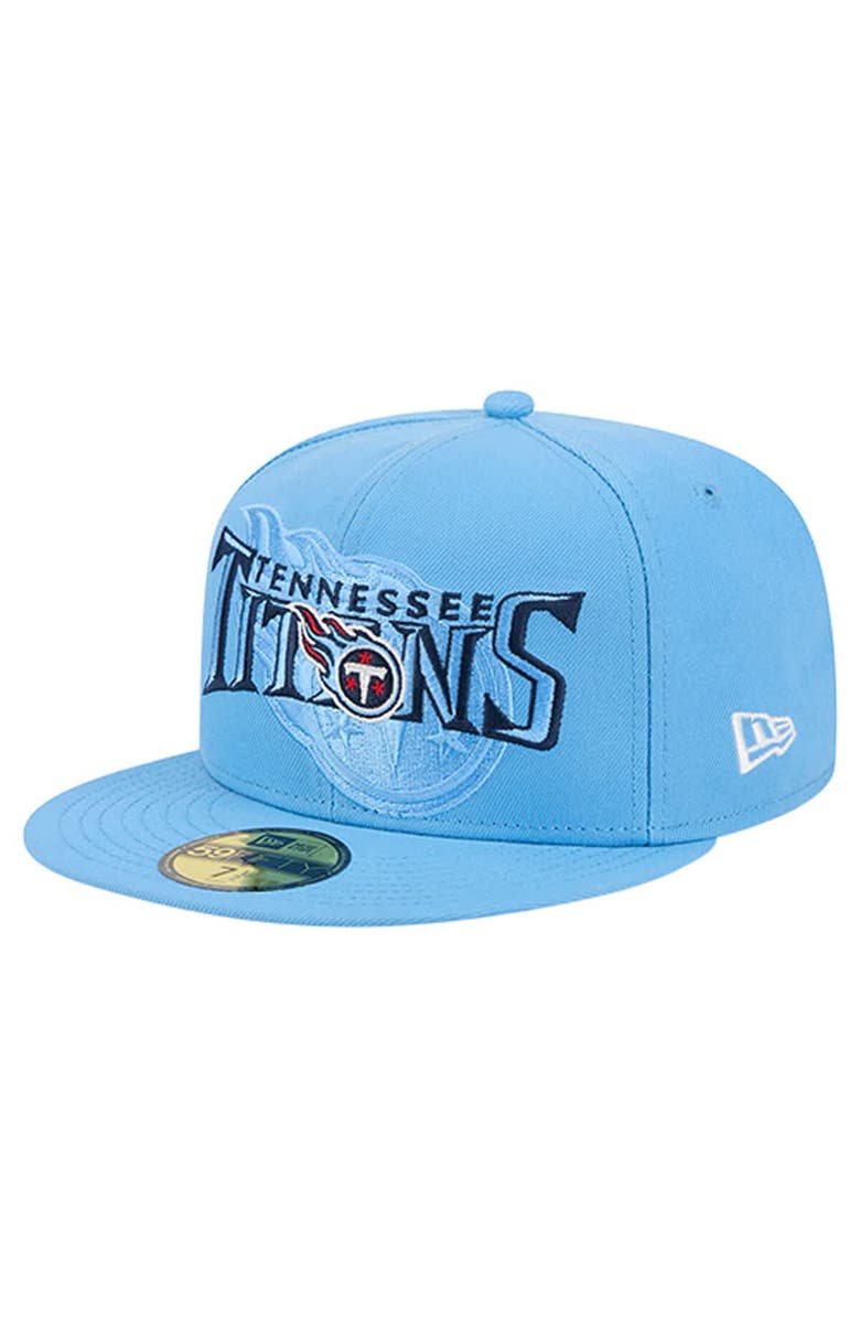 New Era Men's New Era  Light Blue Tennessee Titans Overlap Wordmark 59FIFTY Fitted Hat, Main, color, Light Blue