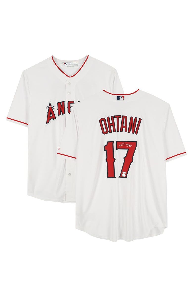 FANATICS AUTHENTIC Shohei Ohtani Los Angeles Angels Autographed White Majestic Replica Jersey, Main, color, 