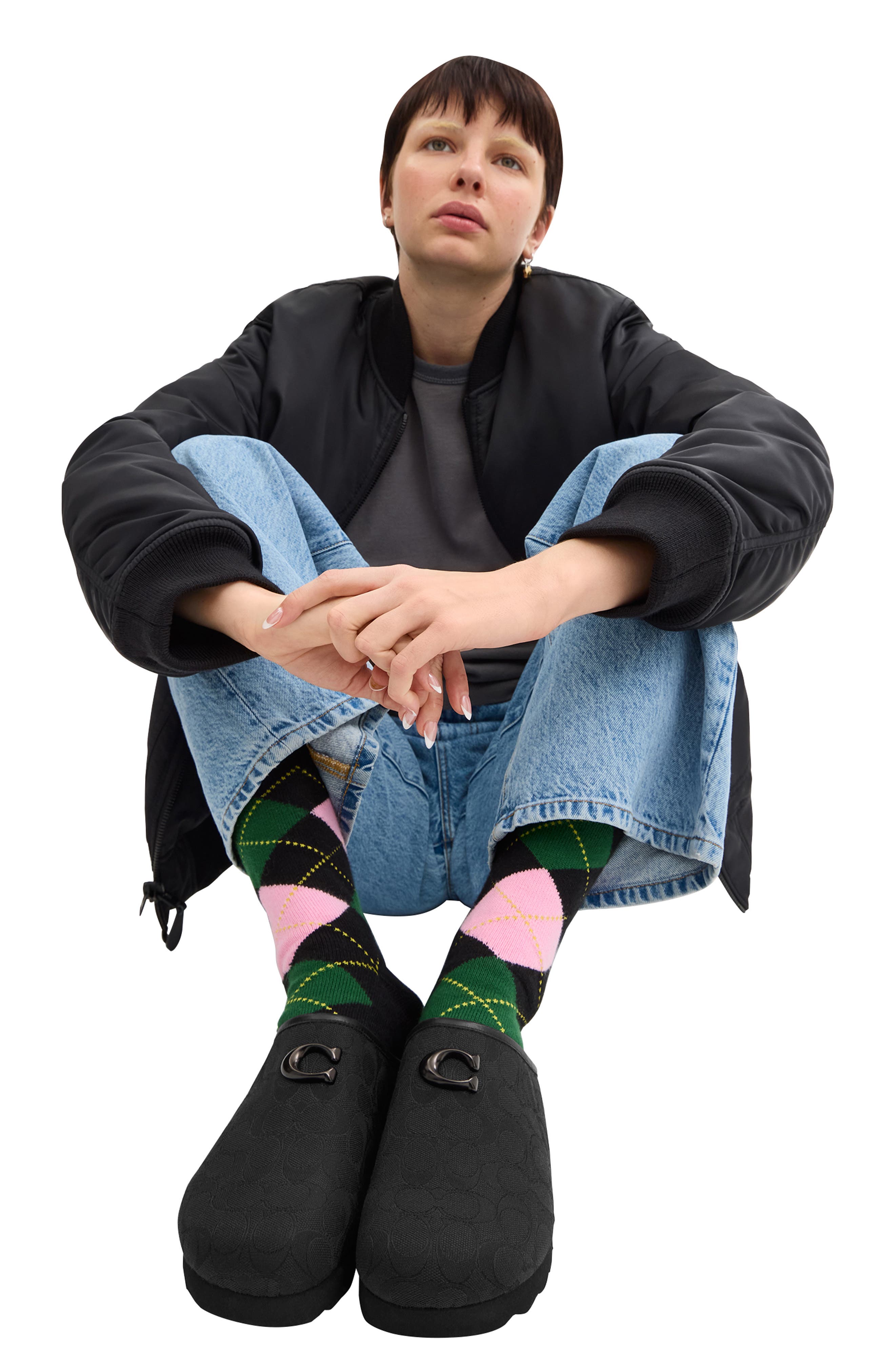 Hadley Signature Jacquard Slipper, Alternate, color, BLACK/BLACK