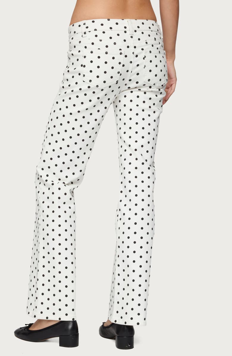 EDIKTED Romily Polka Dot Low Rise Jeans, Alternate, color, White