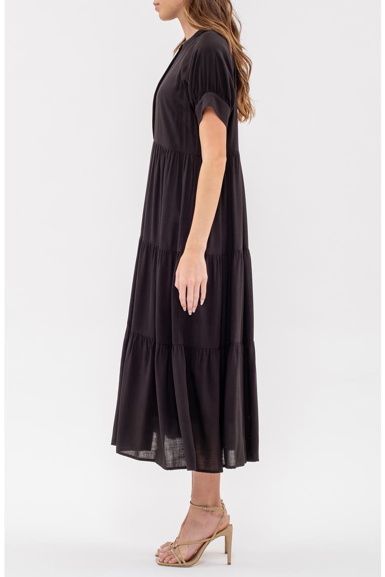 Tiered Midi Dress, Alternate, color, BLACK