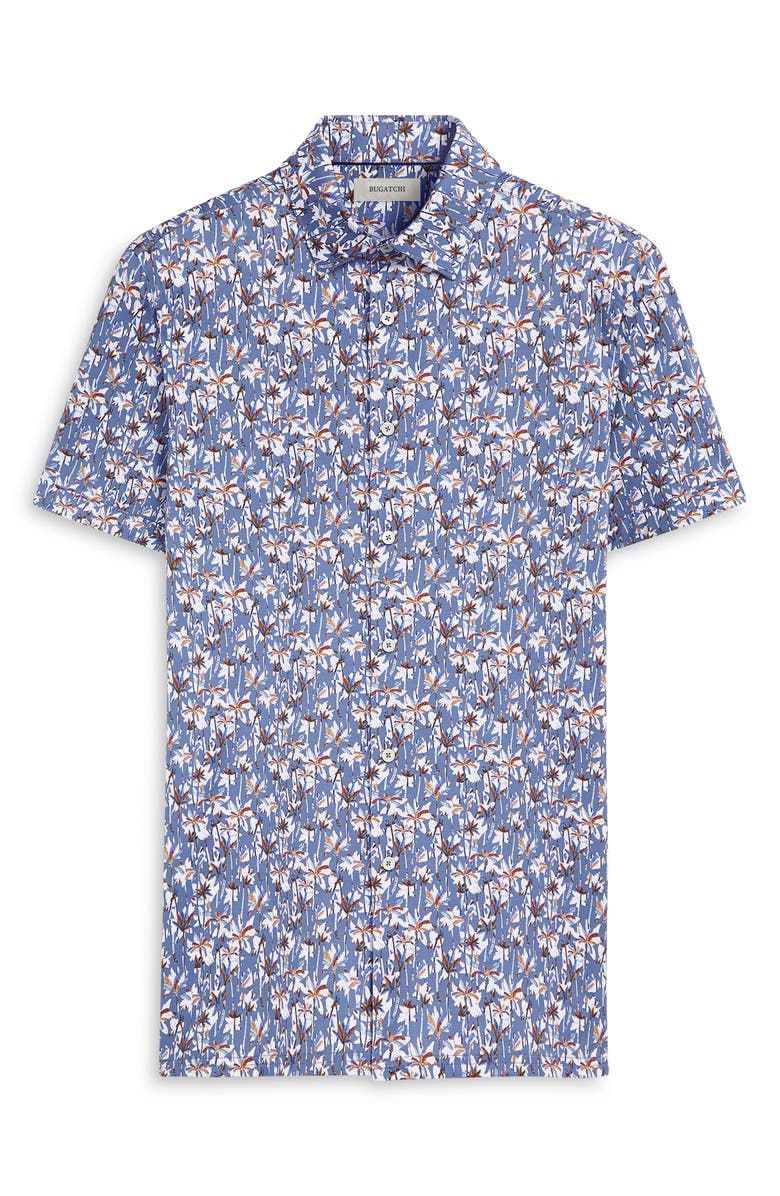 Bugatchi Milo OoohCotton<sup>®</sup> Short Sleeve Button-Up Shirt, Alternate, color, Air Blue