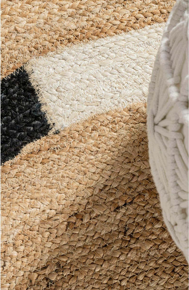 JONATHAN Y Porto Geometric Jute Circle Round Area Rug, Alternate, color, Natural/Cream/Black
