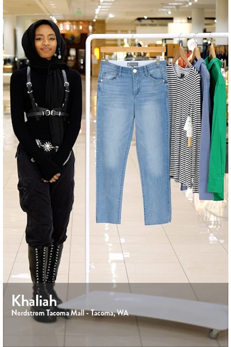 High Waist Raw Hem Skinny Crop Jeans video