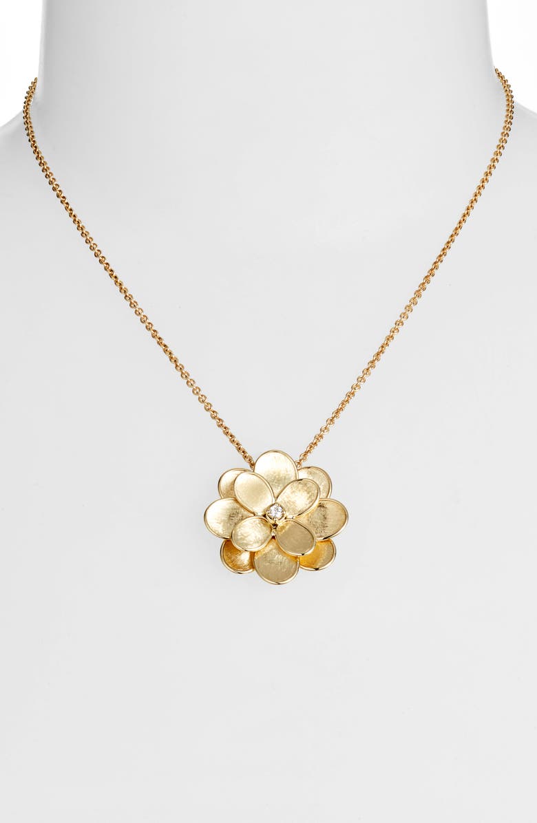 Marco Bicego Petali 18K Yellow Gold & Diamond Large Flower Pendant Necklace, Alternate, color, 