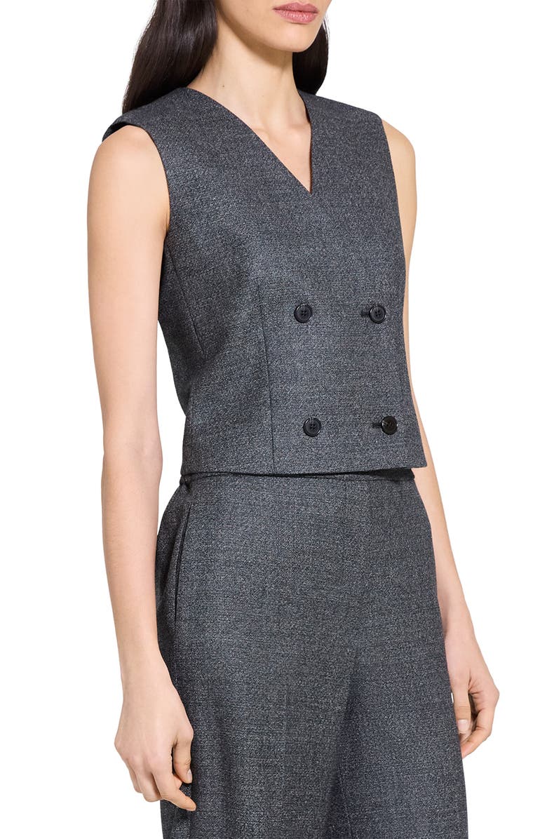 Theory Double Breasted Crop Wool Vest, Alternate, color, Pepper Multi