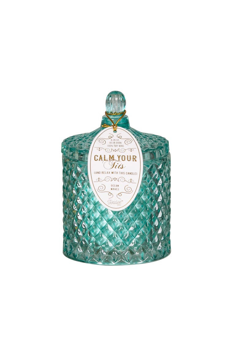 Crystal Teal Calm Your Tits Candle Wax Blue 6.35 oz Burn Time 30, Main, color, Blue
