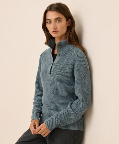 Pact Luxe Knit Henley Sweater In Gray