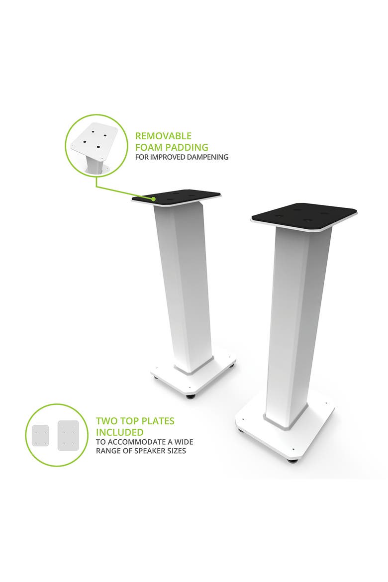 SX26 26" Tall Fillable Speaker Stands with Isolation Feet - Pair, Alternate, color, White