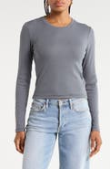 rag & bone Essie Long Sleeve Ribbed Crop T-Shirt