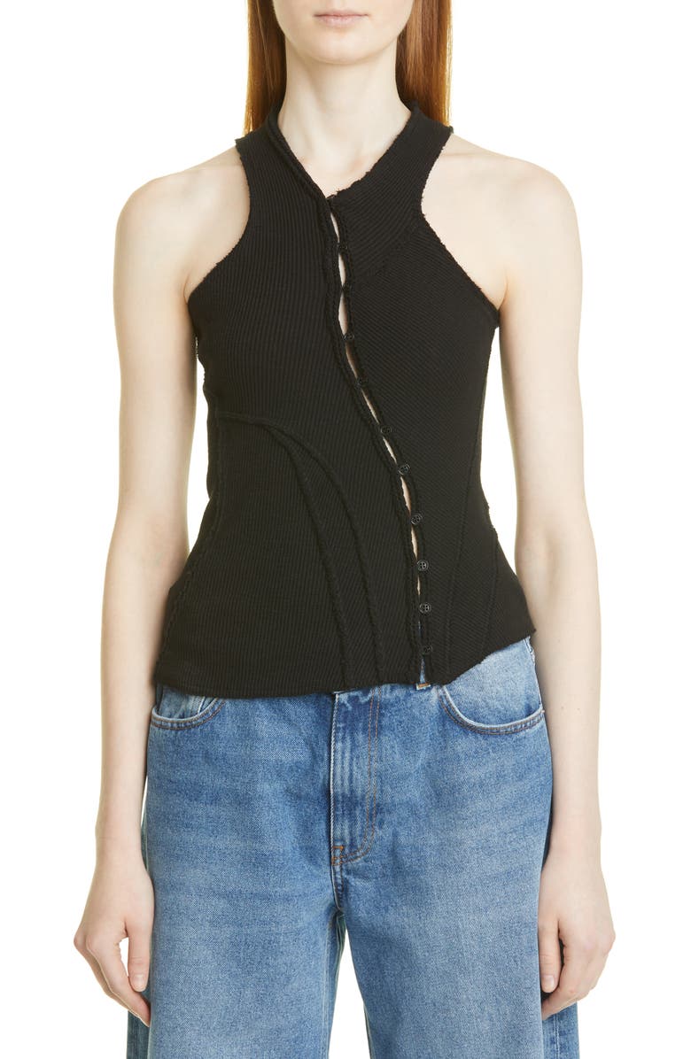 Talia Byre Asymmetric Rib Cotton Blend Jersey Tank, Main, color, 