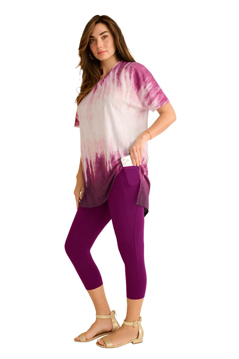 Plus Size Printed Slub Tunic Top, Main, color, LAVENDER MINI ANIMAL