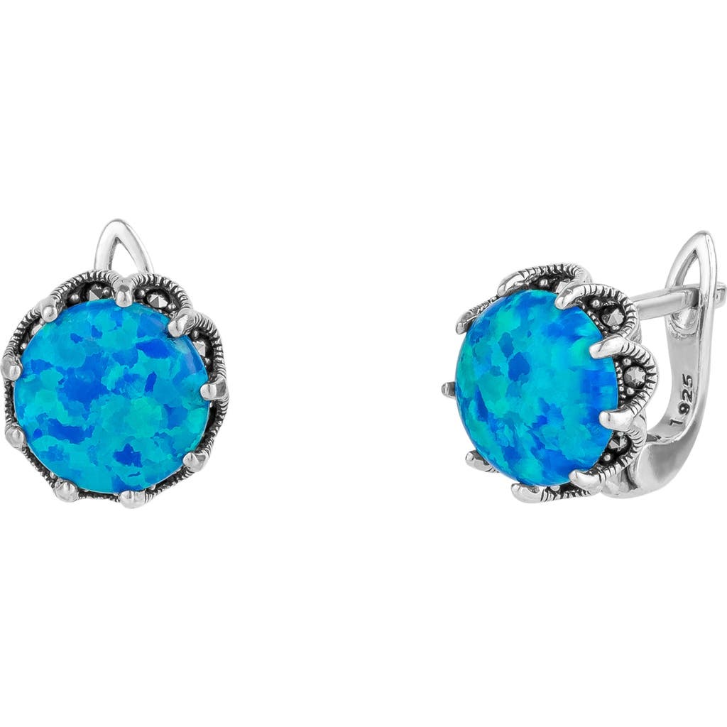 Spero London Round Opal High Quality Sterling Silver Earrings