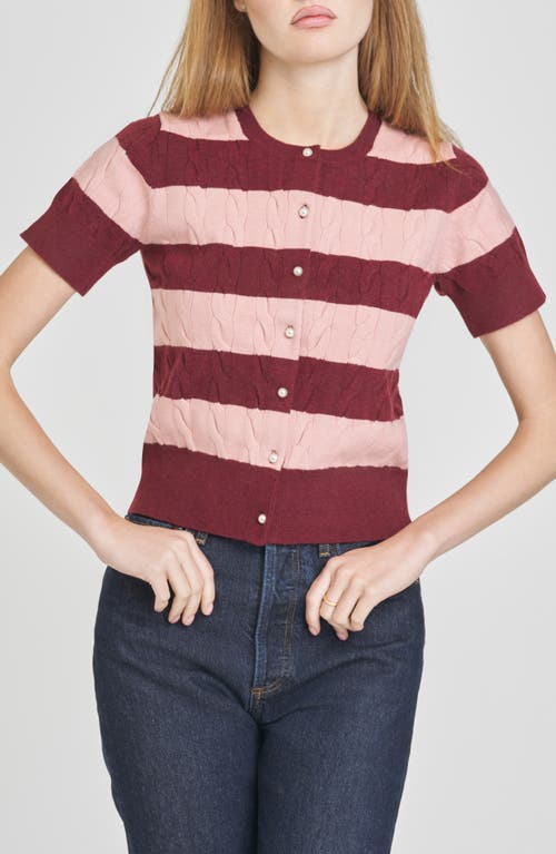 Wayf Lucille Stripe Cable Cardigan In Gold