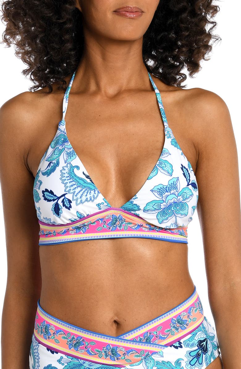 La Blanca 'Shirred Brilliance' Halter Bikini Top, Main, color, 