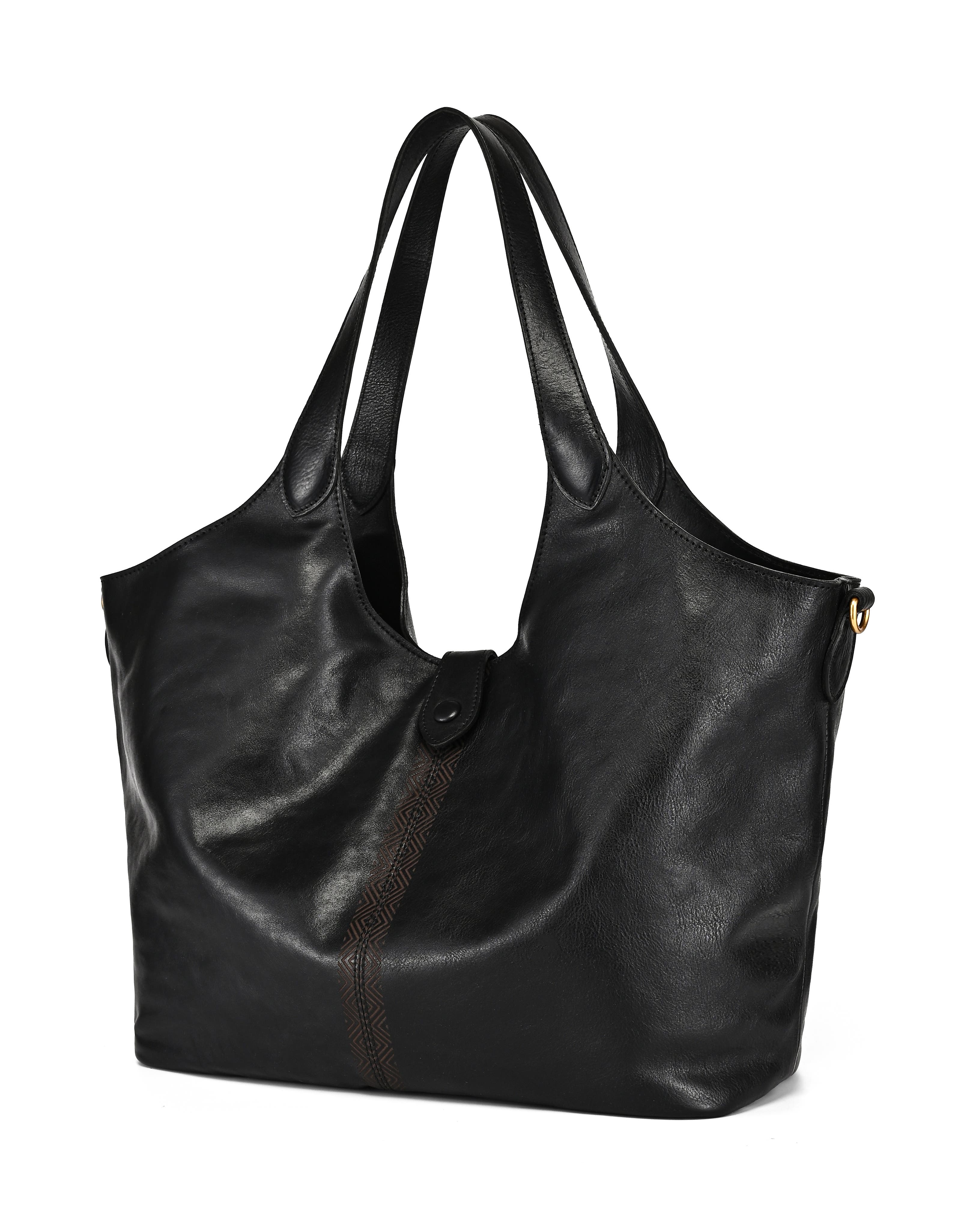 OLD TREND Marigold Genuine Leather Spacious Refined Carryall Tote, Alternate, color, Black