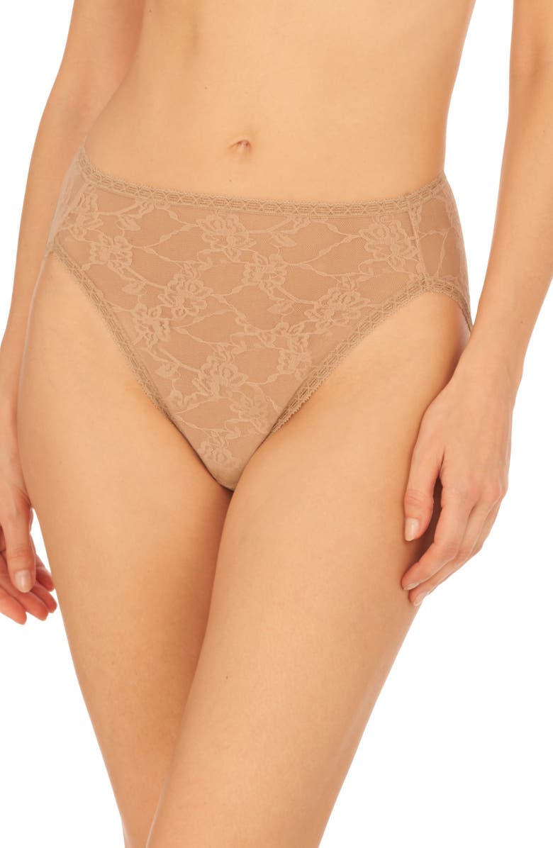 Natori Bliss Allure Lace French Cut Panties, Main, color, Cafe