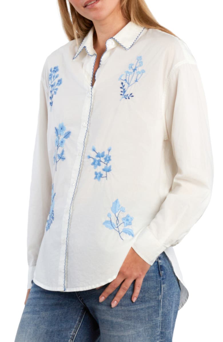 Billy T Poetic Floral Embroidered Button-Up Shirt, Alternate, color, Bright White