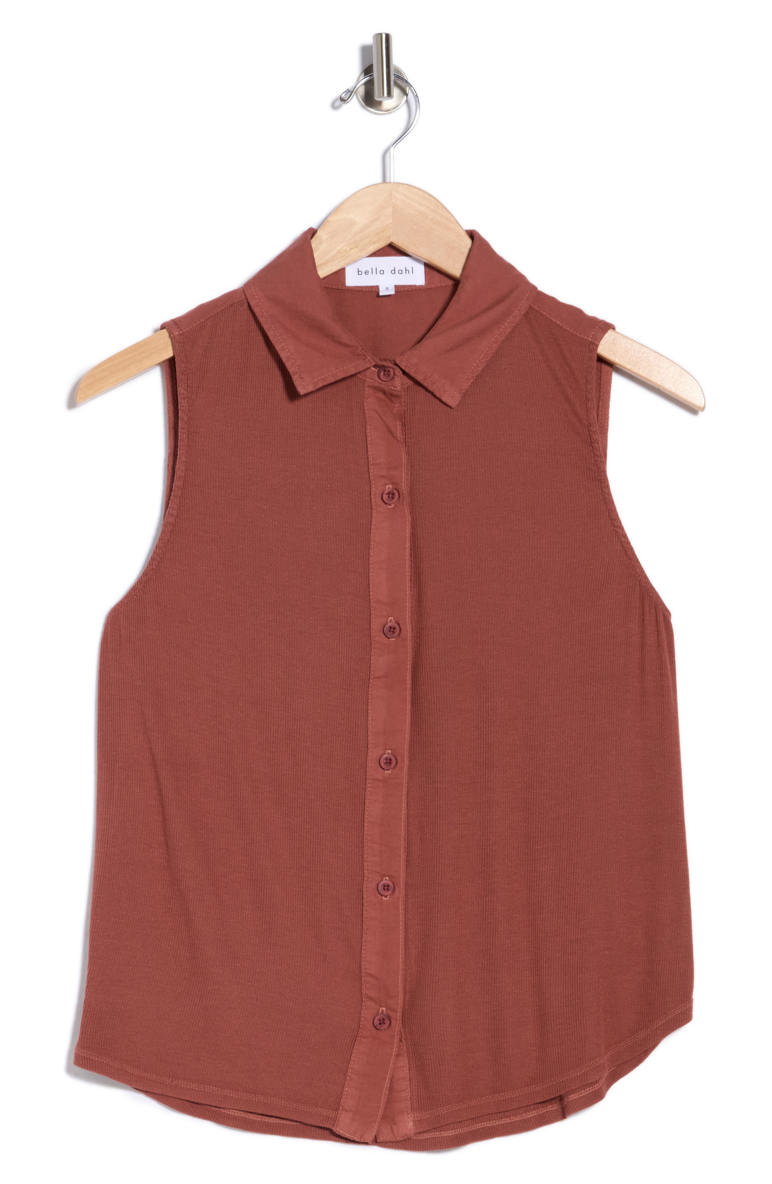 Mixed Sleeveless Button Down Shirt