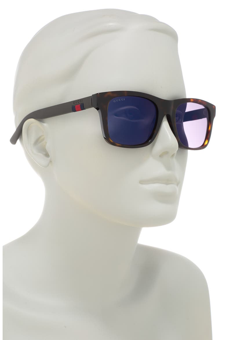 53mm Square Sunglasses, Alternate, color, HAVANA BROWN BLUE