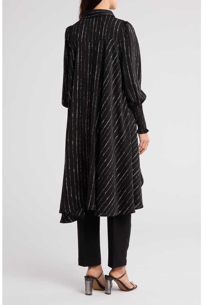 Stripe Long Sleeve Shirtdress, Alternate, color, BLACK